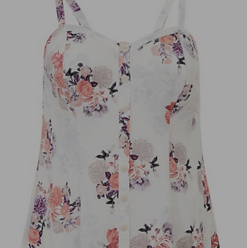 IVORY FLORAL BUTTON CHALLIS CAMI